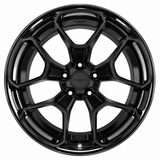 NES JA-03 wheel in Gloss Black with NES center cap, straight-on front view