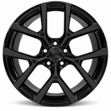 NES MS-3 wheel in Gloss Black with NES center cap, straight-on front view