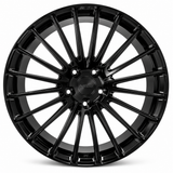 NES MS-7 wheel in Gloss Black with NES center cap, straight-on front view