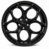 NES PO-2 wheel in Gloss Black with NES center cap, straight-on front view