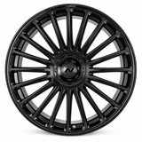 NES SA-1 wheel in Gloss Black with NES center cap, straight-on front view
