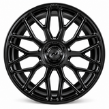 NES SA-3 wheel in Gloss Black with NES center cap, straight-on front view