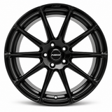 NES SF-07 wheel in Gloss Black with NES center cap, straight-on front view
