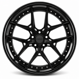 NES SS-1T wheel in Gloss Black with NES center cap, straight-on front view