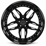 NES SS-2T wheel in Gloss Black with NES center cap, straight-on front view