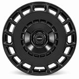 NES TN-2 wheel in Gloss Black with NES center cap, straight-on front view