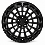 NES ZO-05 wheel in Gloss Black with NES center cap, straight-on front view
