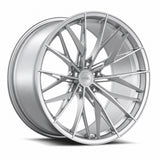 MRR F170 forged wheel in Silver, three quarter view showing the split spokes and barrel
